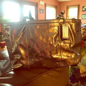 Coach Pewter handbag/tote like new